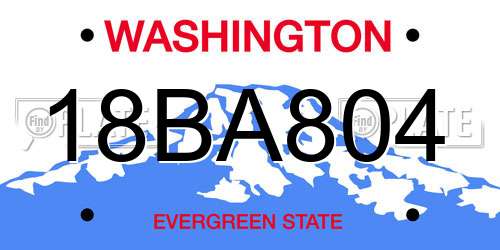 18BA804 Washington License Plate