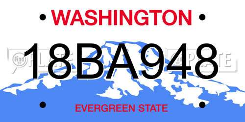 18BA948 Washington License Plate