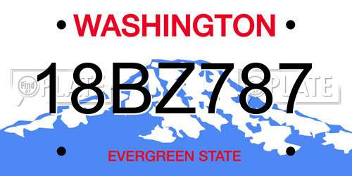 18BZ787 Washington License Plate
