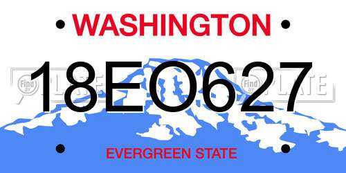 18EO627 Washington License Plate