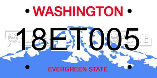 18ET005 Washington License Plate