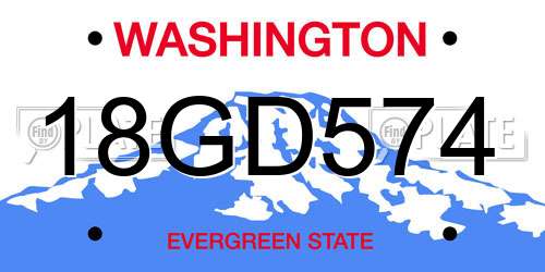 18GD574 Washington License Plate