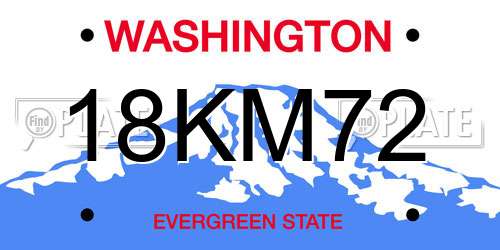 18KM72 Washington License Plate