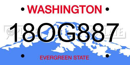 18OG887 Washington License Plate