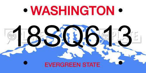 18SQ613 Washington License Plate