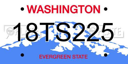 18TS225 Washington License Plate