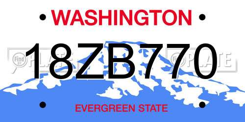 18ZB770 Washington License Plate