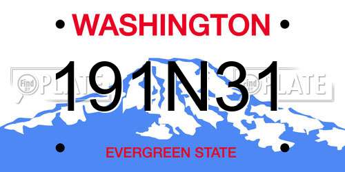 191N31 Washington License Plate
