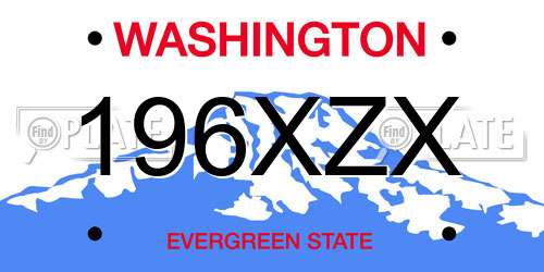 196XZX Washington License Plate