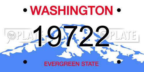 19722 Washington License Plate