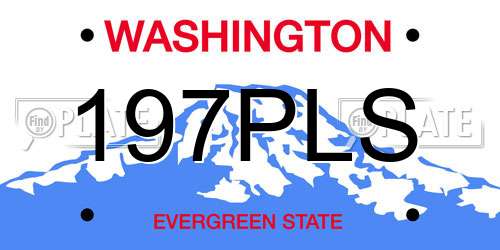 197PLS Washington License Plate