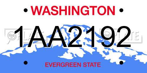 1AA2192 Washington License Plate