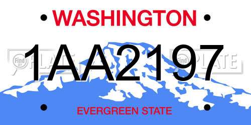 1AA2197 Washington License Plate