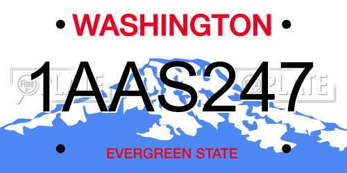 1AAS247 Washington License Plate
