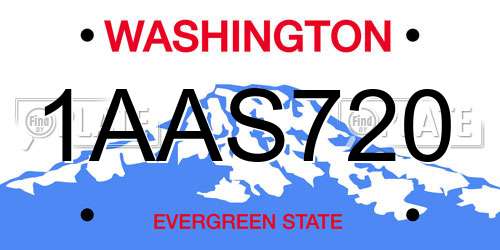 1AAS720 Washington License Plate