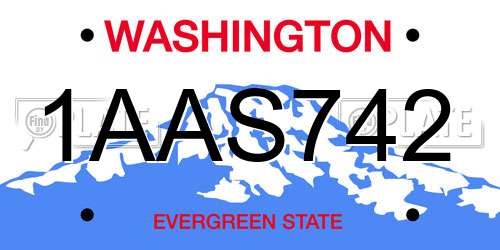 1AAS742 Washington License Plate
