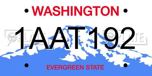 1AAT192 Washington License Plate