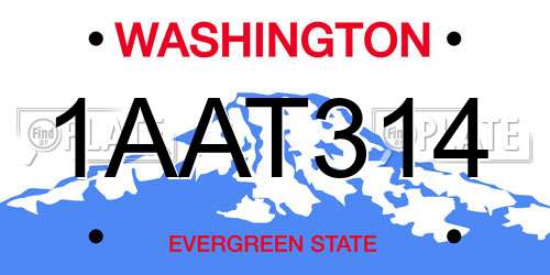 1AAT314 Washington License Plate