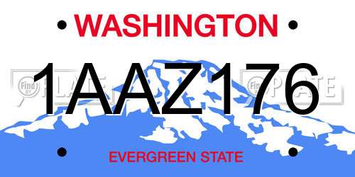 1AAZ176 Washington License Plate