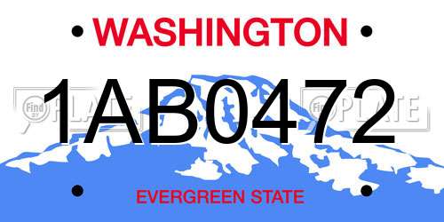 1AB0472 Washington License Plate