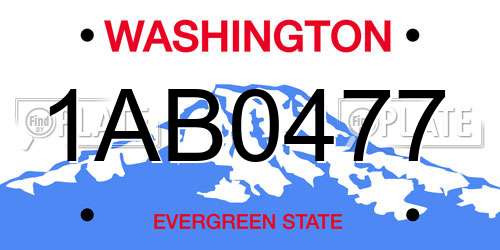 1AB0477 Washington License Plate