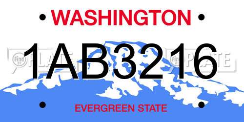 1AB3216 Washington License Plate