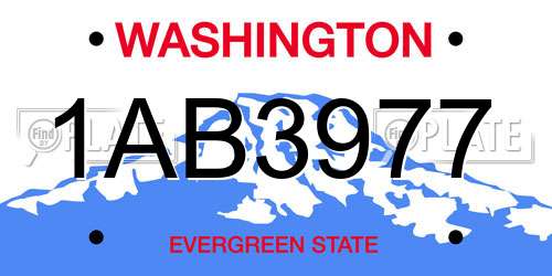 1AB3977 Washington License Plate