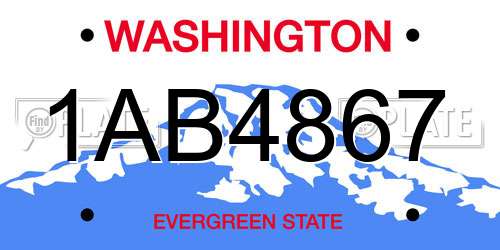 1AB4867 Washington License Plate