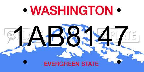 1AB8147 Washington License Plate
