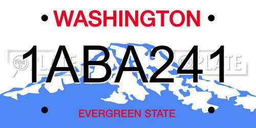 1ABA241 Washington License Plate