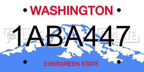 1ABA447 Washington License Plate
