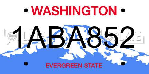 1ABA852 Washington License Plate