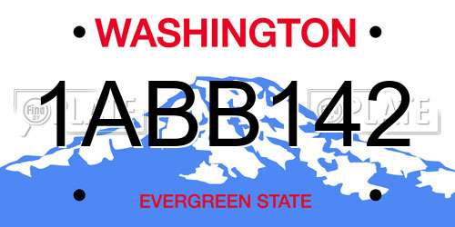 1ABB142 Washington License Plate