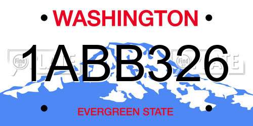 1ABB326 Washington License Plate