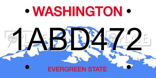 1ABD472 Washington License Plate