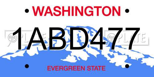 1ABD477 Washington License Plate