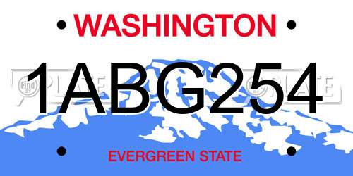 1ABG254 Washington License Plate