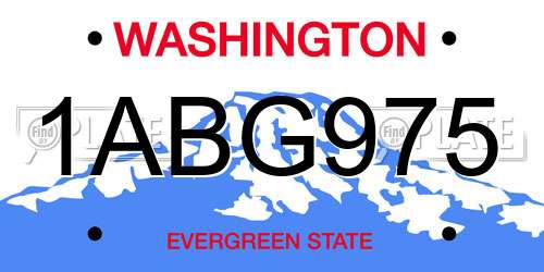 1ABG975 Washington License Plate