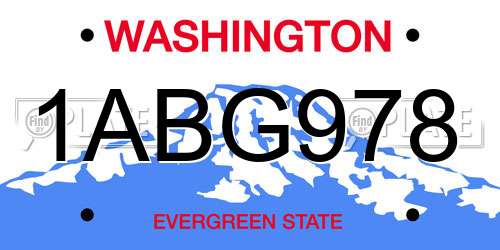 1ABG978 Washington License Plate