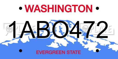 1ABO472 Washington License Plate