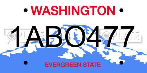 1ABO477 Washington License Plate