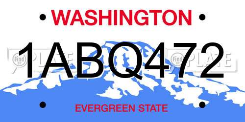 1ABQ472 Washington License Plate