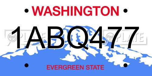1ABQ477 Washington License Plate