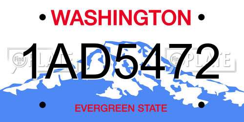 1AD5472 Washington License Plate