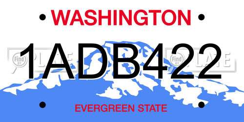 1ADB422 Washington License Plate