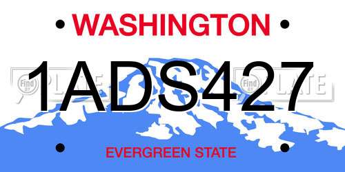 1ADS427 Washington License Plate
