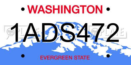 1ADS472 Washington License Plate