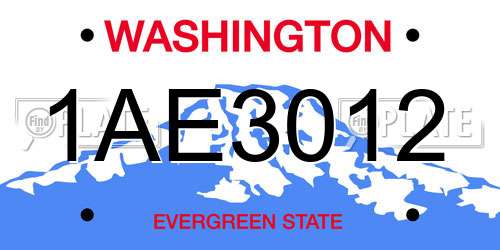 1AE3012 Washington License Plate