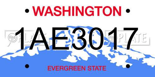 1AE3017 Washington License Plate