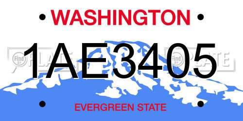 1AE3405 Washington License Plate